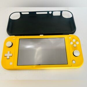 Nintendo Switch Lite Yellow Handheld Console Case And Power Cord Great Working